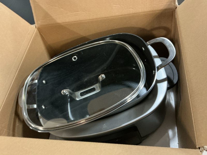 Condition photo showing As Is for Ninja MC1001 Foodi PossibleCooker PRO 8.5 Quart Multi-Cooker, with 8-in-1 Slow Cooker, Dutch Oven, Steamer, Glass Lid Integrated Spoon, Nonstick, Oven Safe Pot to 500°F, Sea Salt Gray