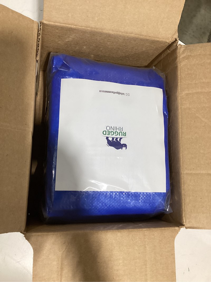 Condition photo showing Good Condition for rugged rhino tarp, heavy duty waterproof for all weather, durable water resistant, 12x16 1 pack blue