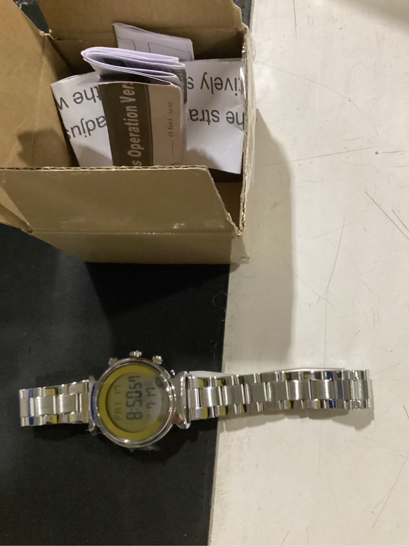 Condition photo showing Good Condition for bestkang women's digital watch stainless steel watch for women waterproof dual time date watch women's business watch silver