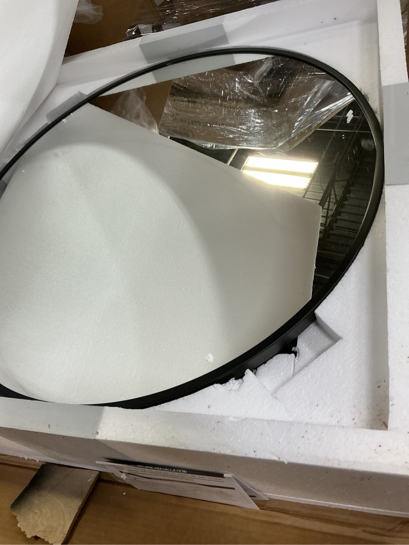 Condition photo showing Good Condition for TETOTE 24 x 24 Inch Medicine Cabinet Mirror Black Framed Round Mirrored Medicine Cabinets for Bathroom Adjustable Shelves Modern Bathroom Mirror with Storage Wall Mounted 24"L x 24"W Black