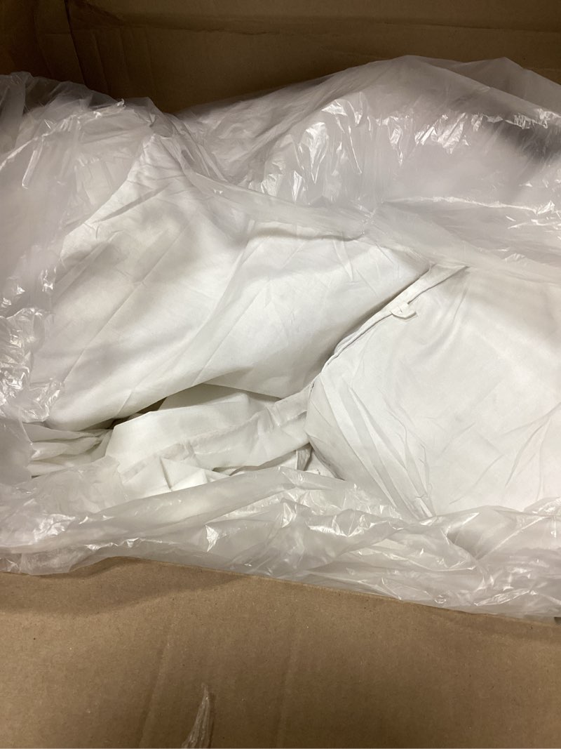 Condition photo showing As Is for apsmile lightweight down feather fibers comforter full/queen size, fluffy duvet insert for warm weather/hot sleepers -ultra soft 100% organic cotton cover, high fp summer duvet (white, 90x90) ivory white / lightweight queen