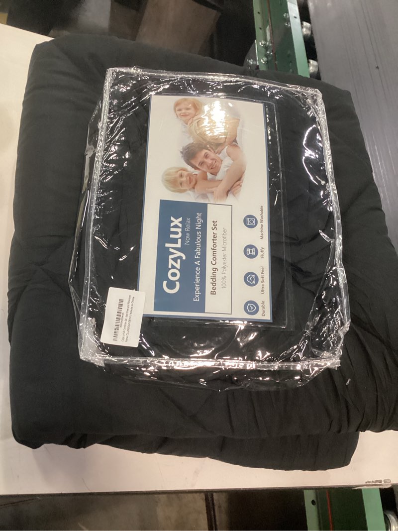 Condition photo showing Good Condition for CozyLux Full Size Comforter Sets Black - 7 Pieces Bed in a Bag Full, Luxury Soft Bed Set for All Seasons, Bedding Set with Down Alternative Comforter, Sheets, Pillowcases & Shams Black Full