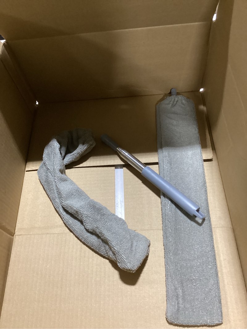 Condition photo showing As Is for Retractable Gap Dust Cleaner Cleaning Tools with 2 Microfiber Dusting Cloths Long Handle 60inches Washable and Retractable Duster Brush for Cleaning Under Appliances Furniture Couch Fridge Gap Duster