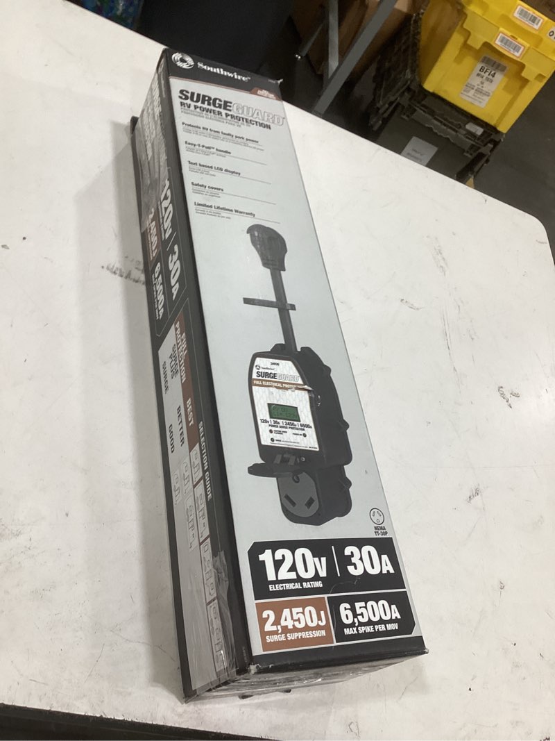 Condition photo showing New/Like New for surge guard southwire 34930 30a - full protection portable with lcd display black