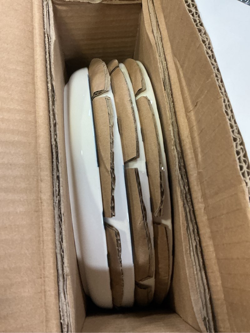 Condition photo showing Good Condition for junko flat dinner plate set of 4, 10.8 inch with high edge dish set - microwave and dishwasher safe, scratch resistant, modern dinnerware- kitchen serving dishes (navy)