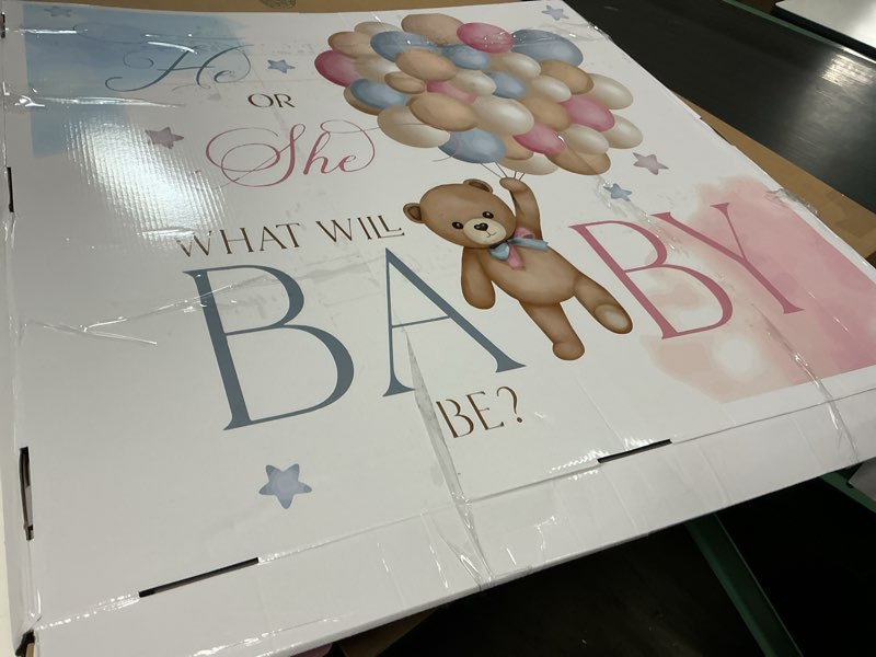 Condition photo showing As Is for amazingspark 28in jumbo gender reveal gift box kit with oversized box giant pull bows for gender reveal baby shower birthday party decor(he or she bear)