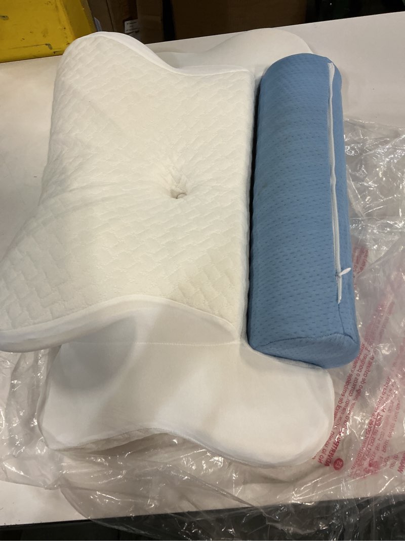 Condition photo showing Good Condition for 2-in-1 Cervical Pillow with Removable Neck Roll, Memory Foam Orthopedic Pillow for Side, Back, and Stomach Sleepers, Ergonomic Traction Support for Pain Relief