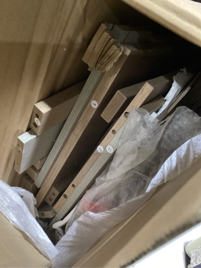 Condition photo showing As Is for Fluted Nightstand, Farmhouse Night Stand with 3 Drawers, Mid Century Modern Side Accent Table,Bedside End Table for Bedroom, Living Room, Natural