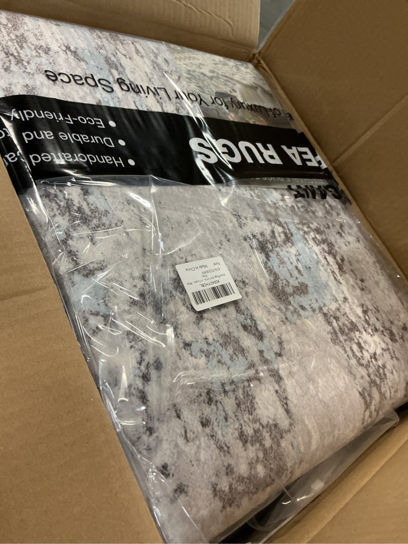 Condition photo showing Good Condition for 8x10 area rugs for living room - washable rug modern abstract soft large neutral non-slip carpet indoor floor stain resistant thin carpets for bedroom dining room farmhouse nursery home office grey grey 8' x 10' (rectangular)