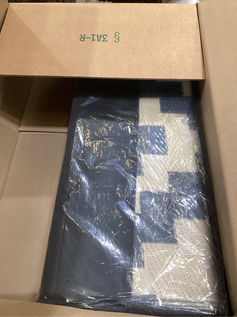 Condition photo showing Good Condition for sand mine reversible mats, plastic straw rug, modern area rug, large floor mat and rug for outdoors, rv, patio, backyard, deck, picnic, beach, trailer, camping (8' x 16', black & beige lattice) black & beige 8'x 16'