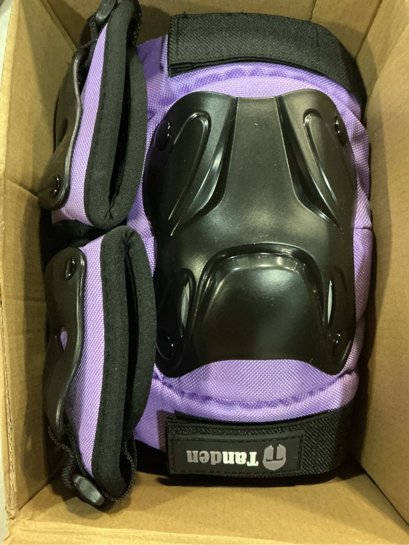 Condition photo showing New/Like New for tanden skating protective gear knee and elbow pads wrist guards for roller skating skateboarding, skate pads adult knee pads purple adult (14+ years)