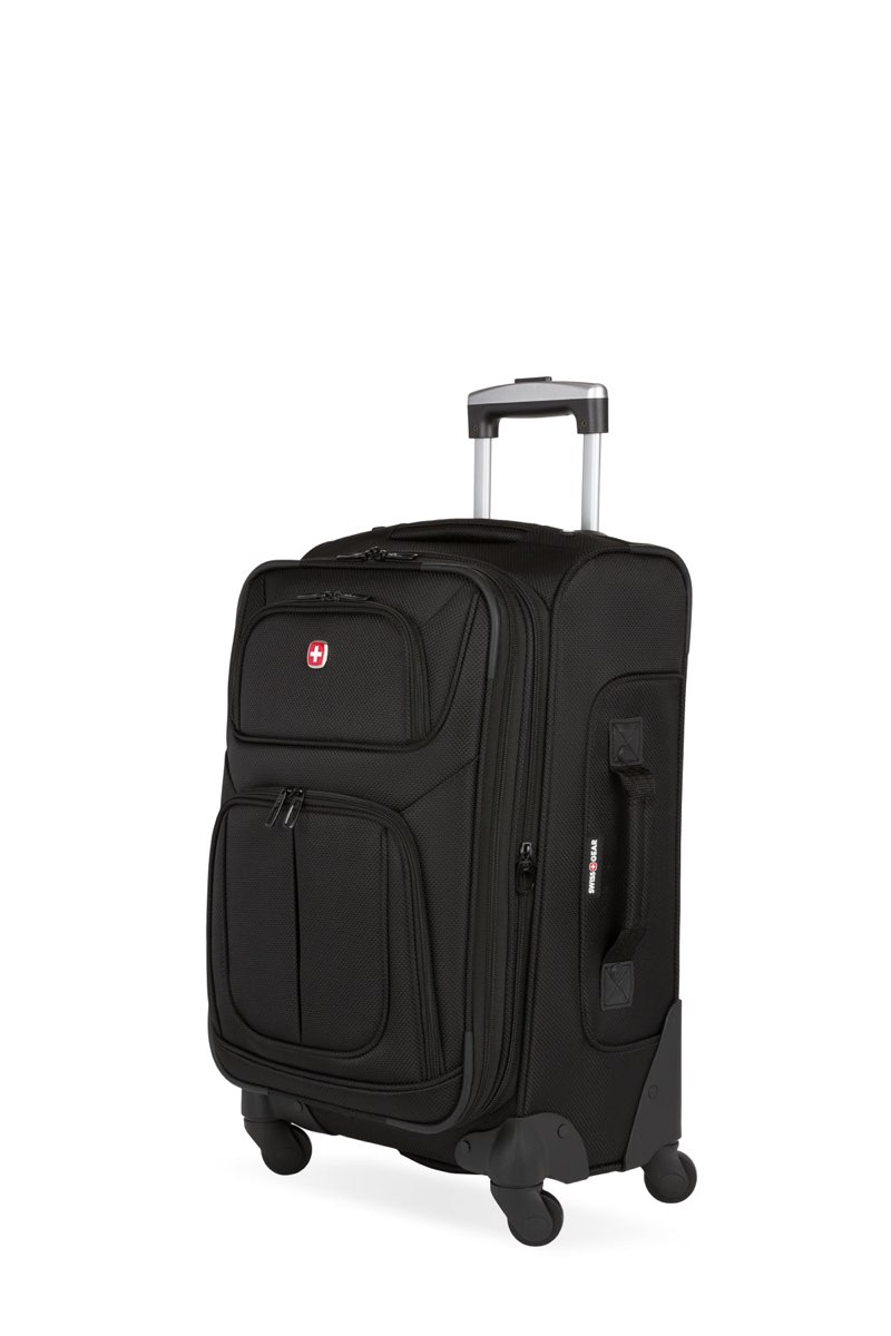SwissGear Sion Softside Expandable Luggage – Medium Checked Suitcase with 360 Degree Wheels & Retractable Handle – 25 Inch, Perfect for 1-7 Night Trips – Black