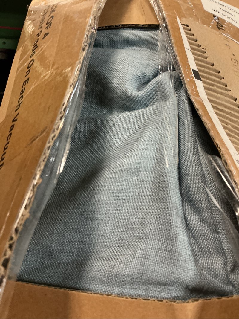 Condition photo showing New/Like New for downluxe chair cushions for dining chairs, memory foam linen kitchen chair pads with ties, waterproof, stain-resistant and washable cover, 17" x 16" x 2.5", light blue, 4 pack light blue pack of 4