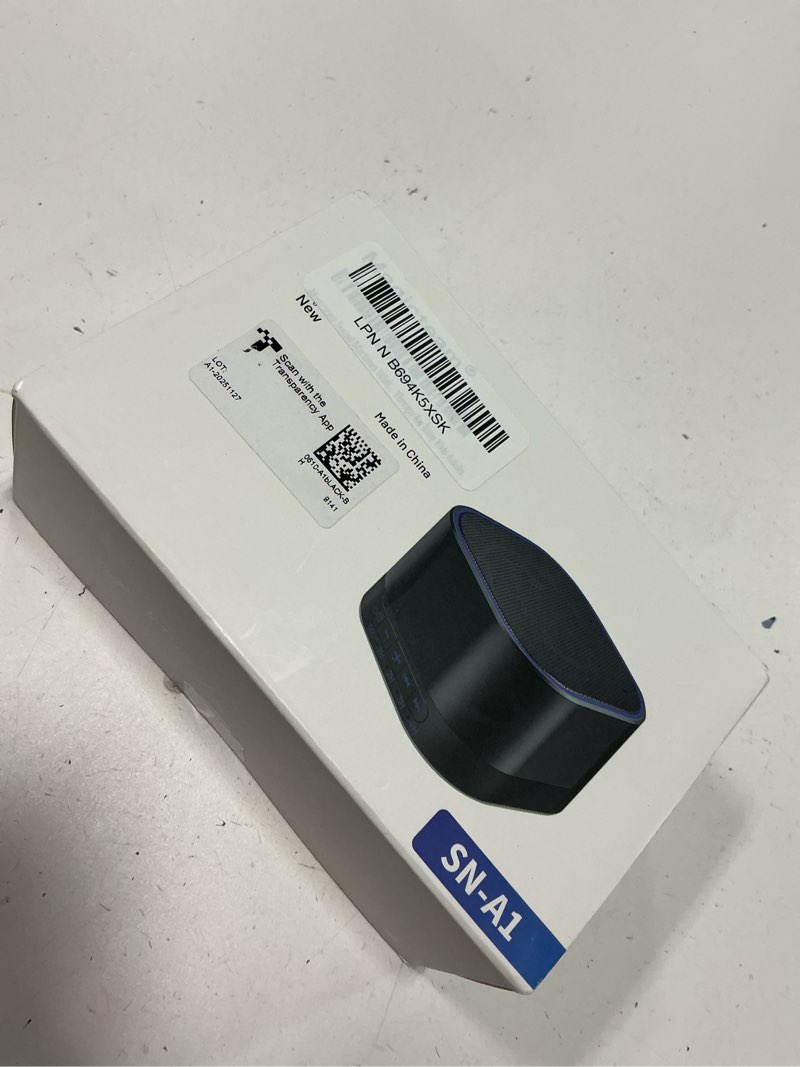 Condition photo showing New/Like New for magicteam white noise machine with 20 non looping natural soothing sounds memory function 32 levels of volume powered by ac or usb and sleep sound timer therapy for baby kids adults black
