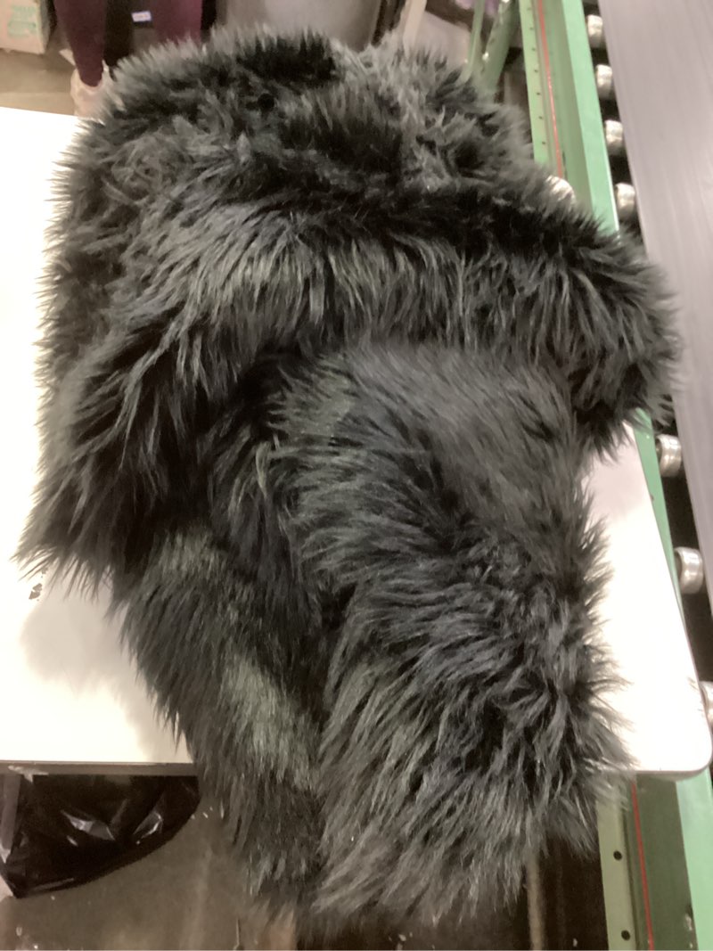 Condition photo showing As Is for Faux Black Bear Rug Faux Cowhide Rug Animal Print Area Rug Faux Sheepskin Fur Rug Decor for Living Room 5.1x6.1 Feet(similar nosame)