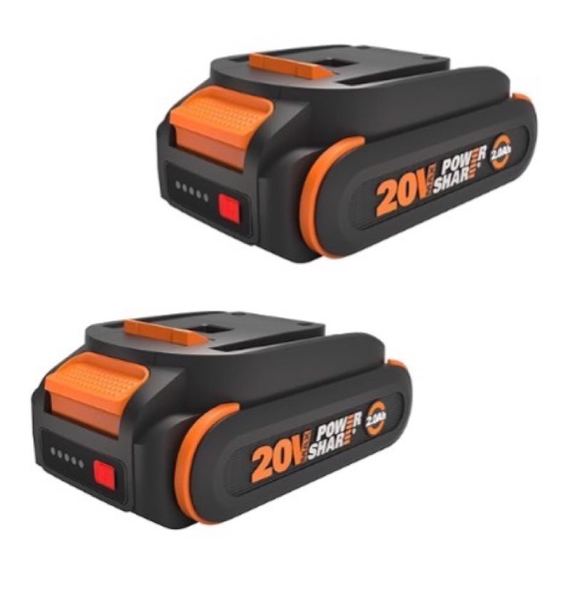 WORX 20V 2.0Ah PowerShare Battery (2 pcs) - Compatible Tools