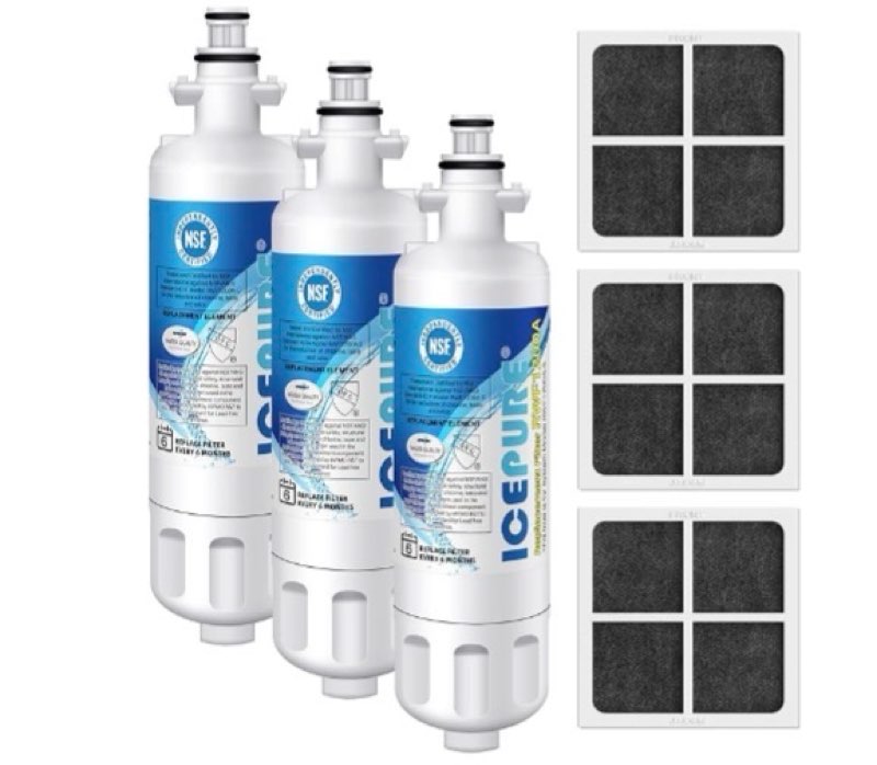 icepure alkaline adq36006101 refrigerator water filter replacement for lg lt700p, kenmore elite 46-9