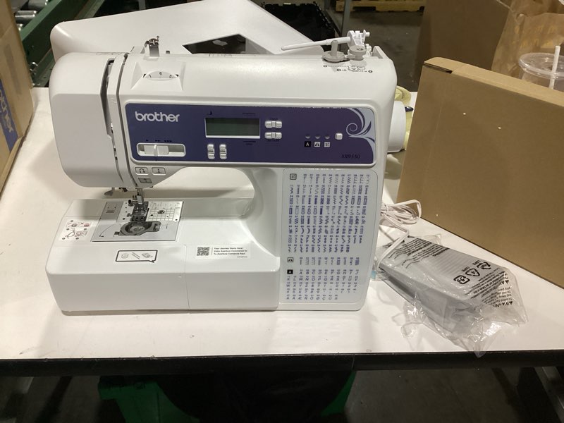 Condition photo showing As Is for **as-is**Brother Sewing and Quilting Machine, Computerized, 165 Built-in Stitches, LCD Display, Wide Table, 8 Included Presser Feet, White, 20x12x17 XR9550 - New Model