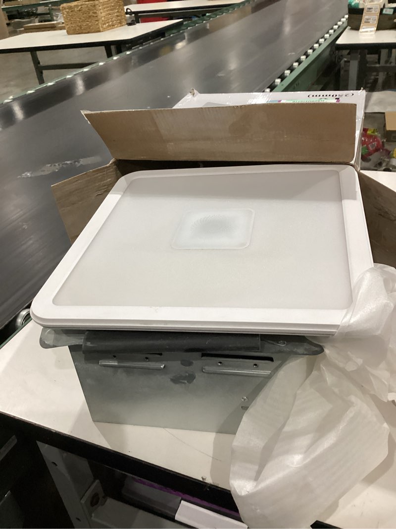 Condition photo showing As Is for bathroom exhaust fan with light, 110cfm vent fan with light 3000k/4500k/6000k, quiet bathroom vent fan with lever wire connectors&duct, 12 inch ceiling mount exhaust fan adjustable light
