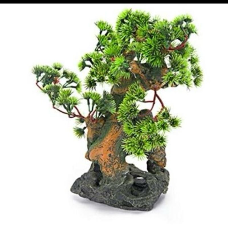 penn plax rr993 7 l x 6 w x 12 h bonsai tree on rock style 2 fish aquarium ornament