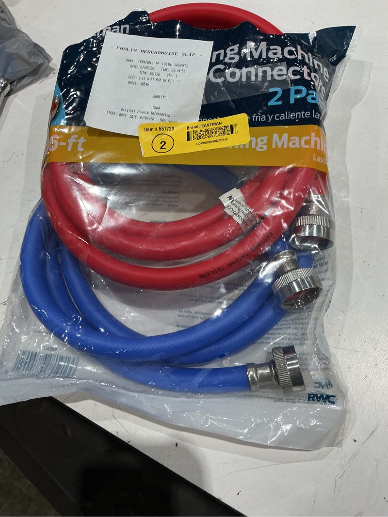 Condition photo showing Good Condition for eastman 2 -pack 6-ft 3/4 -in fht inlet x 3/4 -in fht outlet pvc washing machine connector