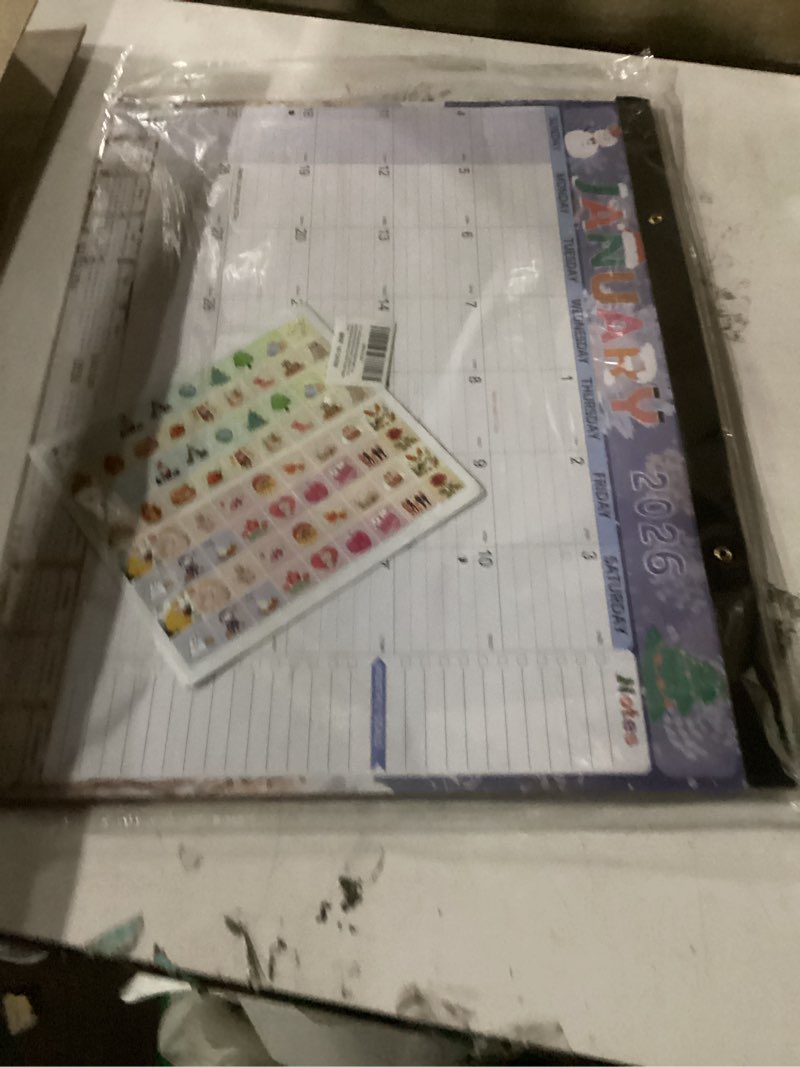 Condition photo showing New/Like New for desk calendar 2026, anti ink bleed, ample space, extra large calendar 2026 with stickers, 22" x 17" seasonal desktop calendar for home, office, teacher supplies- colorful 22''x 17'' colorful