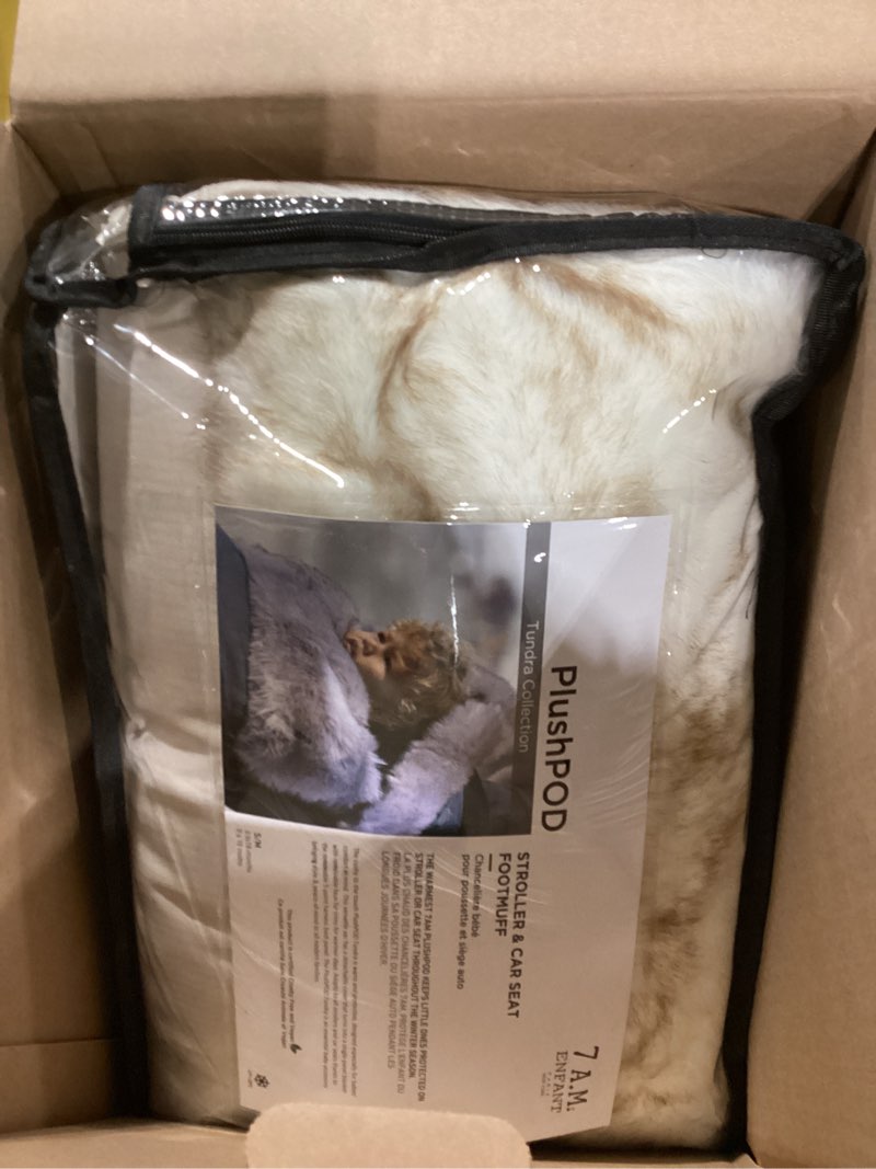 Condition photo showing Good Condition for 7am enfant universal stroller footmuff - water repellent winter bunting bag for car seats, soft micro-fleece & plush lined stroller footmuff for baby boy & girl | tundrapod white fur & beige heather 18 m - 3 y