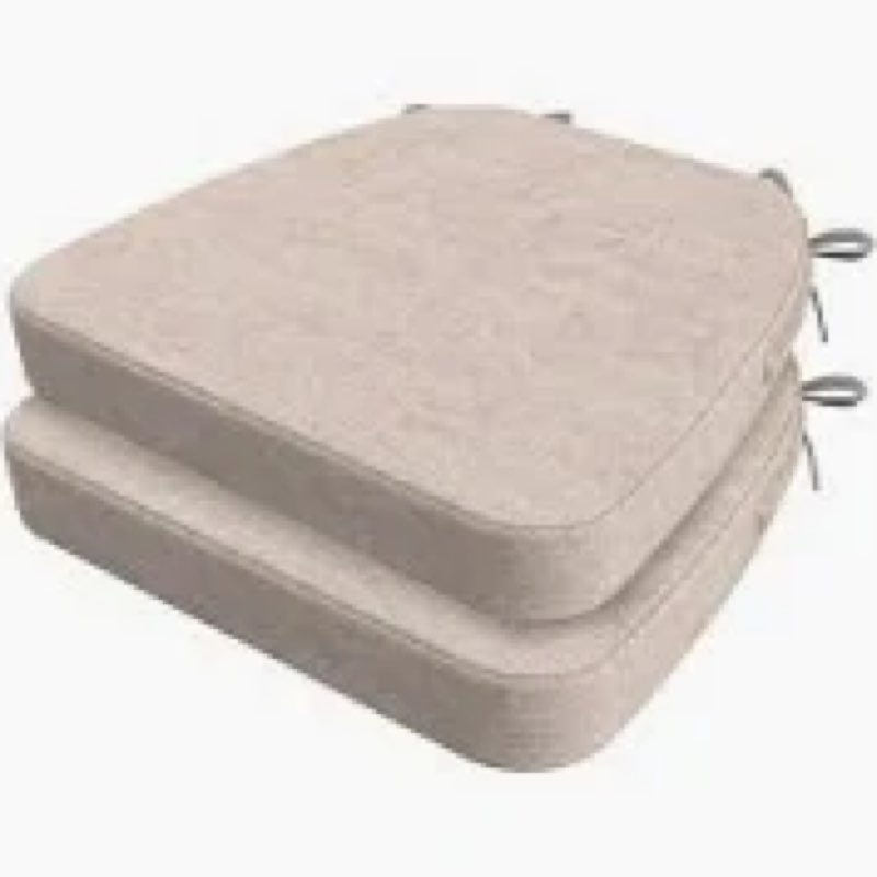 AAAAAcessories D-Shaped Chair Cushions, 2" Thick Dining Chair Pads with Ties and Removable, Machine-
