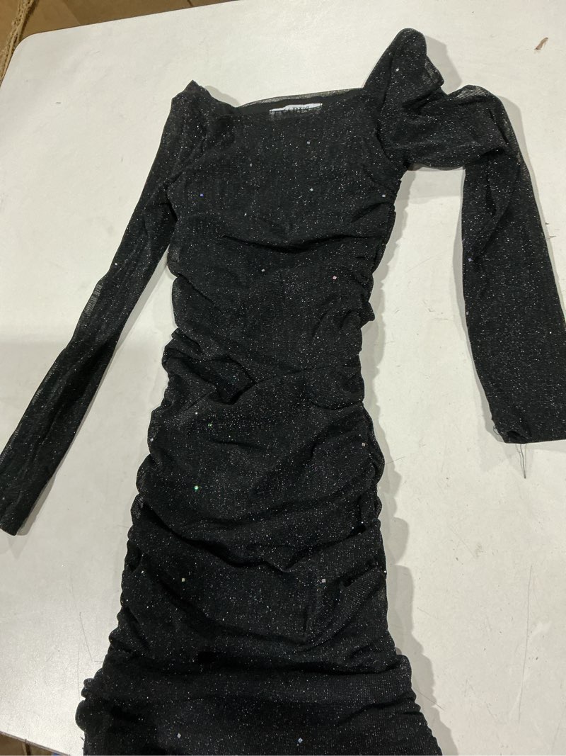 Condition photo showing Good Condition for exarus girls teen school dance formal dress tween prom party special occasion graduation short fitted bodycon dresses 8 years long sleeve black shimmer