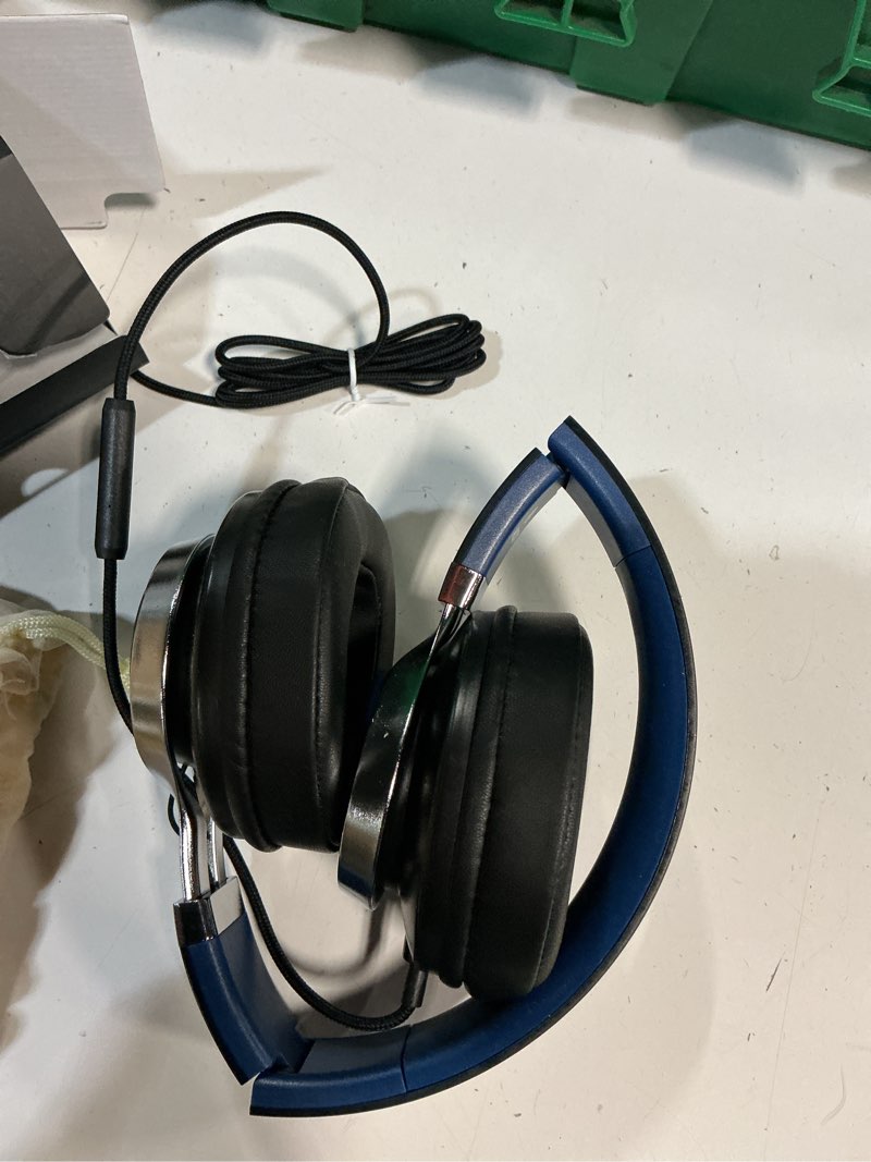 Condition photo showing Good Condition for ac01 over-ear headphones wired, passive noise isolating corded stereo headsets with mic volume control for adults teens 3.5mm for chromebooks, laptop, computer, tablets, travel (black blue)