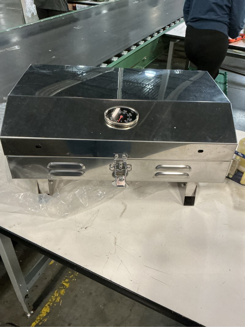 Condition photo showing Good Condition for Marada Tabletop Propane Grill, Stainless Steel Professional Gas Grill 20,000 BTU BBQ Tabletop Gas Grill for Outdoor Cooking Patio Garden BBQ Picnic