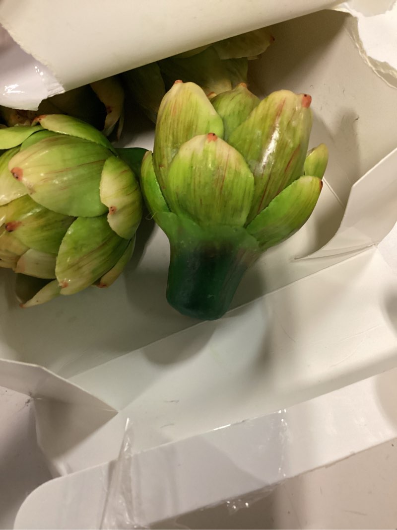 Condition photo showing As Is for timgle 6 pcs green artificial artichokes fake vegetables and fruits for summer kitchen wedding bowl and vase decorations (small) 6 small