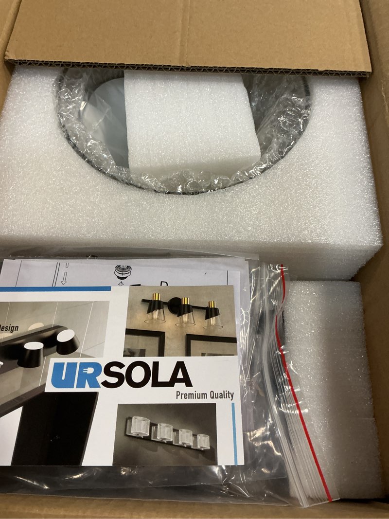 Condition photo showing New/Like New for URSOLA Modern Gold Clear Glass Pendant Light Fixture,Small Single Industrial Island Lights,Adjustable Hanging Light for Kitchen Island Dining Room,7 Inch Shade,2-59 Inch Cord,E26 Bulb(2-Light) 2 Lights Gold