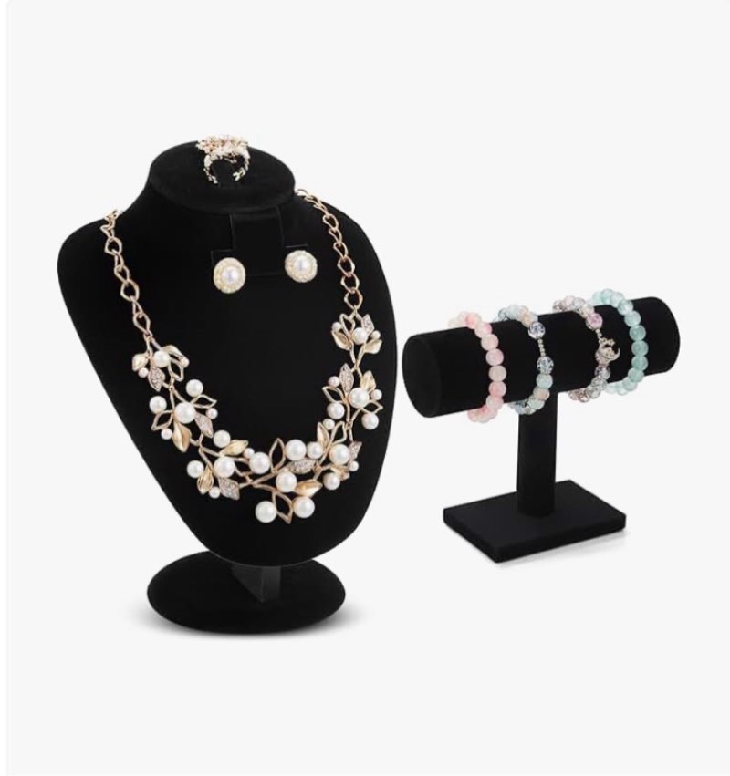 RattanView RattanView 2 Pcs Black Velvet Jewelry Display Set Necklace