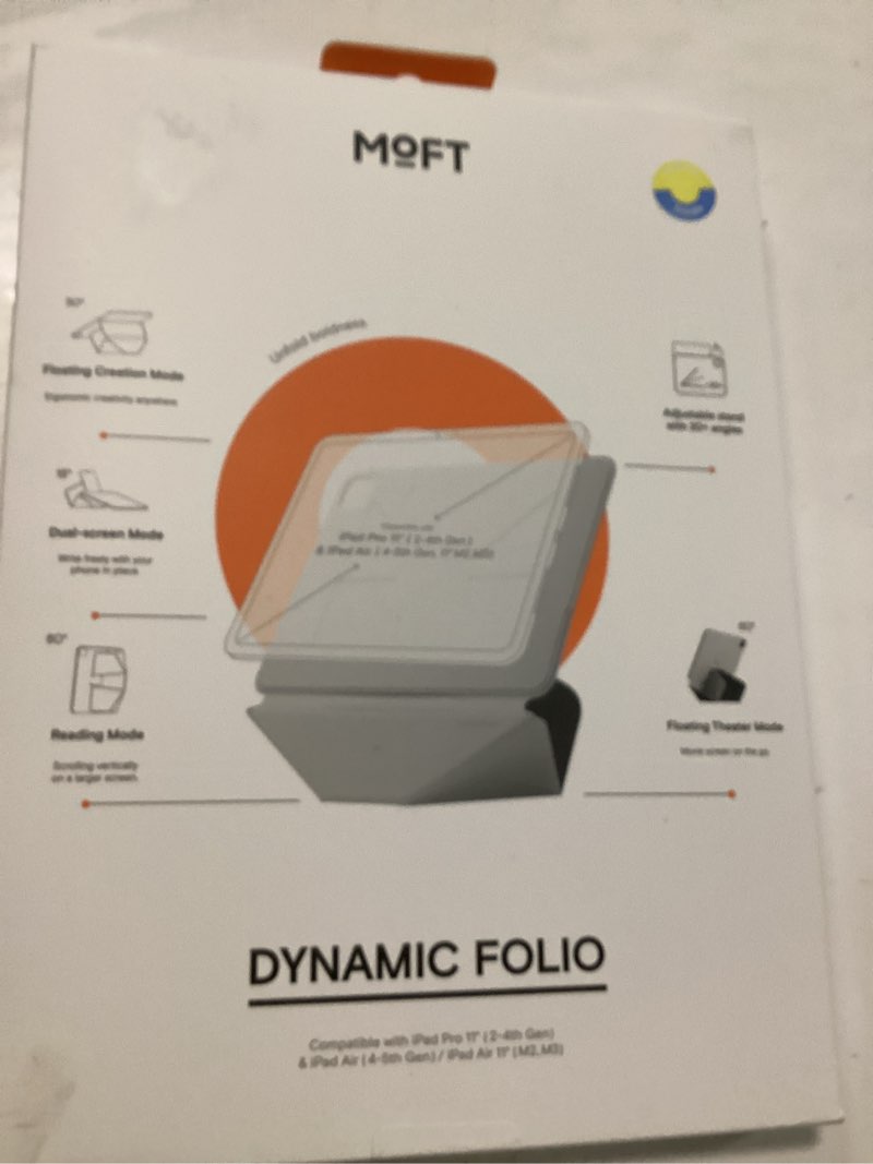 Condition photo showing New/Like New for moft dynamic folio case foripad pro 11" (4th 2022 | 3rd 2021 | 2nd 2020), slim magnetic stand case with 20+ viewing angles, auto wake/sleep, panna cotta x faded jeans