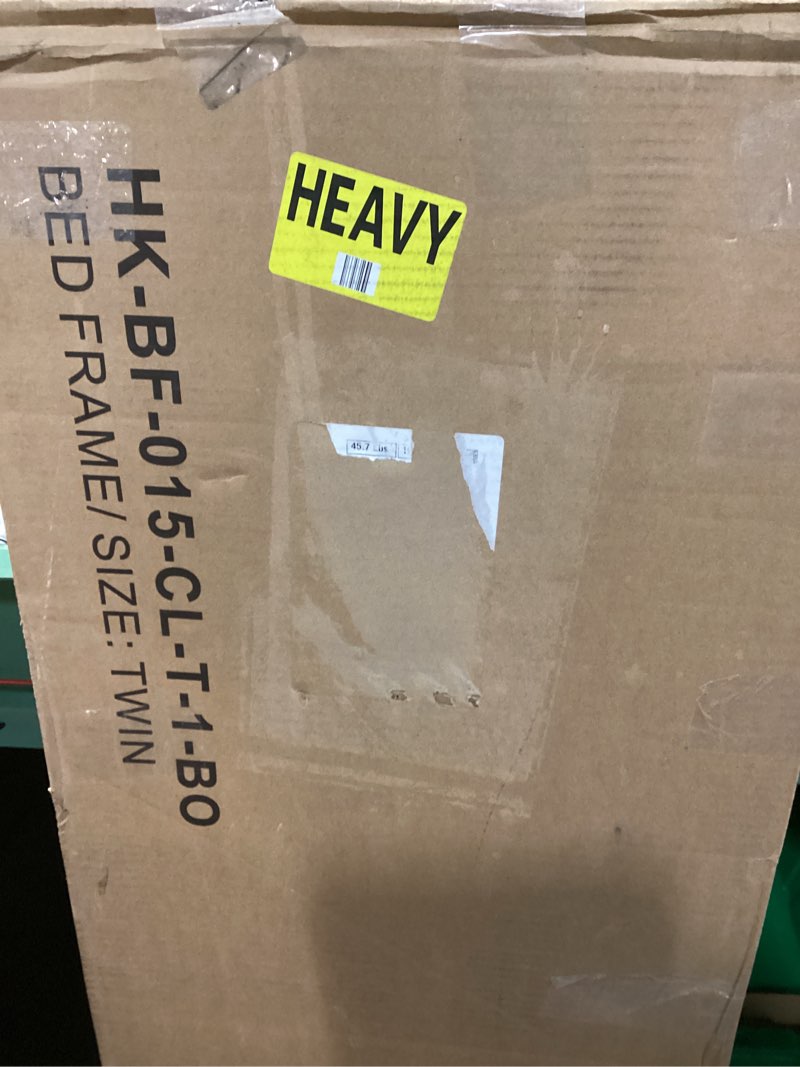 Condition photo showing New/Like New for Furnulem Twin Bed Frames with Charging Station and LED Lights, Twin Size Platform Bed with Metal Slats, Wood Headboard with 2-Tier Storage Shelves, No Box Spring Needed, Black Oak Black Oak Twin