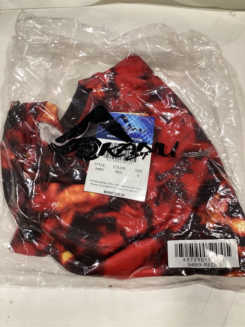 Condition photo showing As Is for Kanu Surf Boys Short Sleeve UPF 50+ Rashguard Swim Shirt 6 Hurricane Red