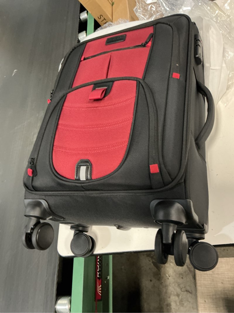 Condition photo showing Good Condition for lovevook business softside checked luggage with 15.6/17.3 inch laptop compartment, 24 inch checked suitcase with spinner wheels, large capacity luggage with tsa lock for business trip travel red&black checked-medium 24-inch red&black