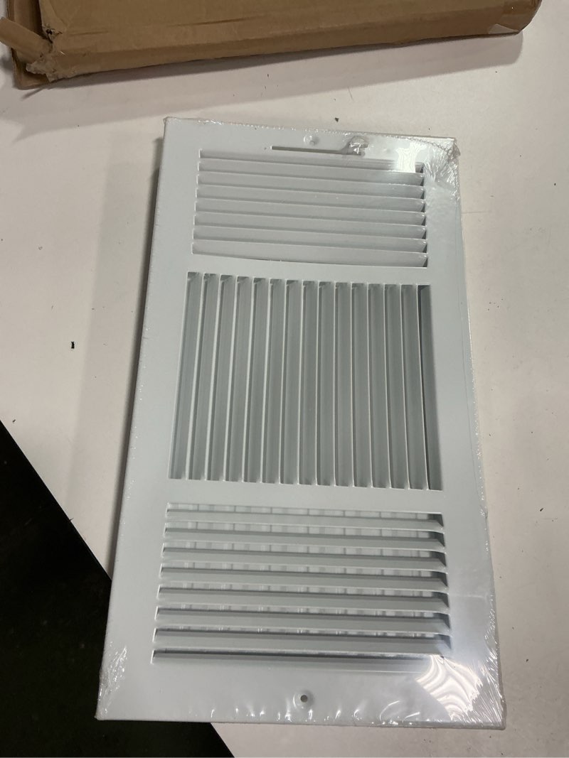 Condition photo showing New/Like New for EZ-FLO 18x 10 Inch (Duct Opening) Air Vent Cover for Wall or Ceiling, Three-Way Ventilation Register, Solid Steel HVAC Register Cover, White, 61616