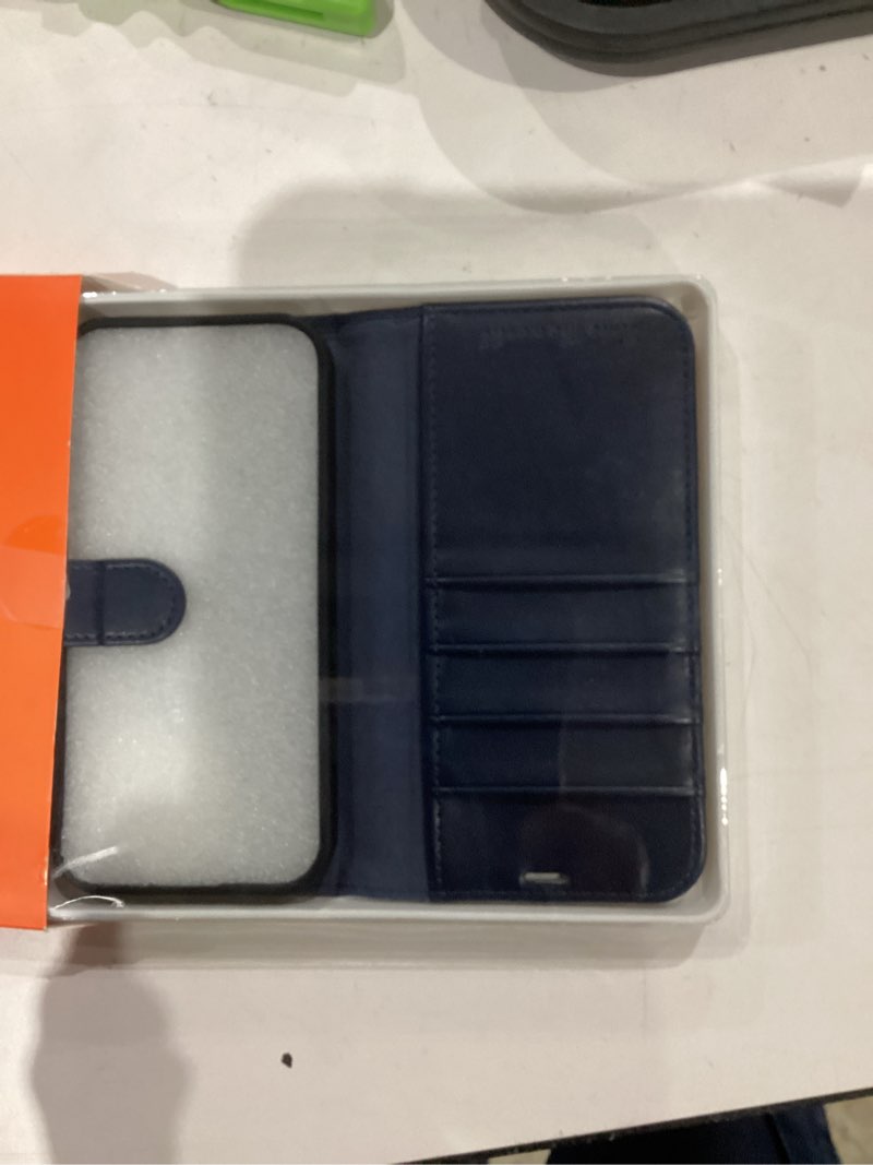 Condition photo showing Good Condition for tucch wallet case for iphone 16 pro, [rfid blocking] [4 card slots] tpu interior protective case, magnetic folio shockproof pu leather stand flip cover compatible with iphone 16 pro, blue&brown two-tone blue & brown