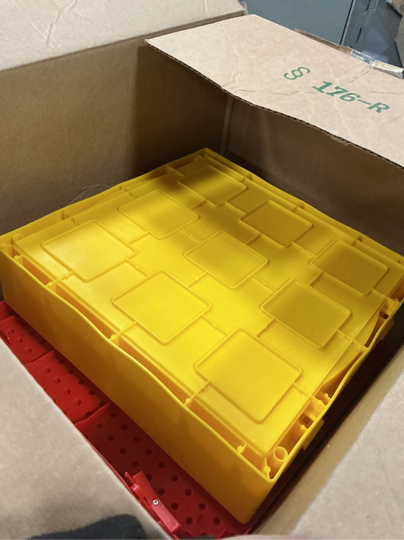 Condition photo showing As Is for 26QT 25L Plastic Storage Box with Building Lid for Lego Duplo Blocks Kids Toy Storage Organizer 4 Lock Doors Foldable Container Bin Stackable Toy Chest Table for Boys Girls Child, Red Yellow