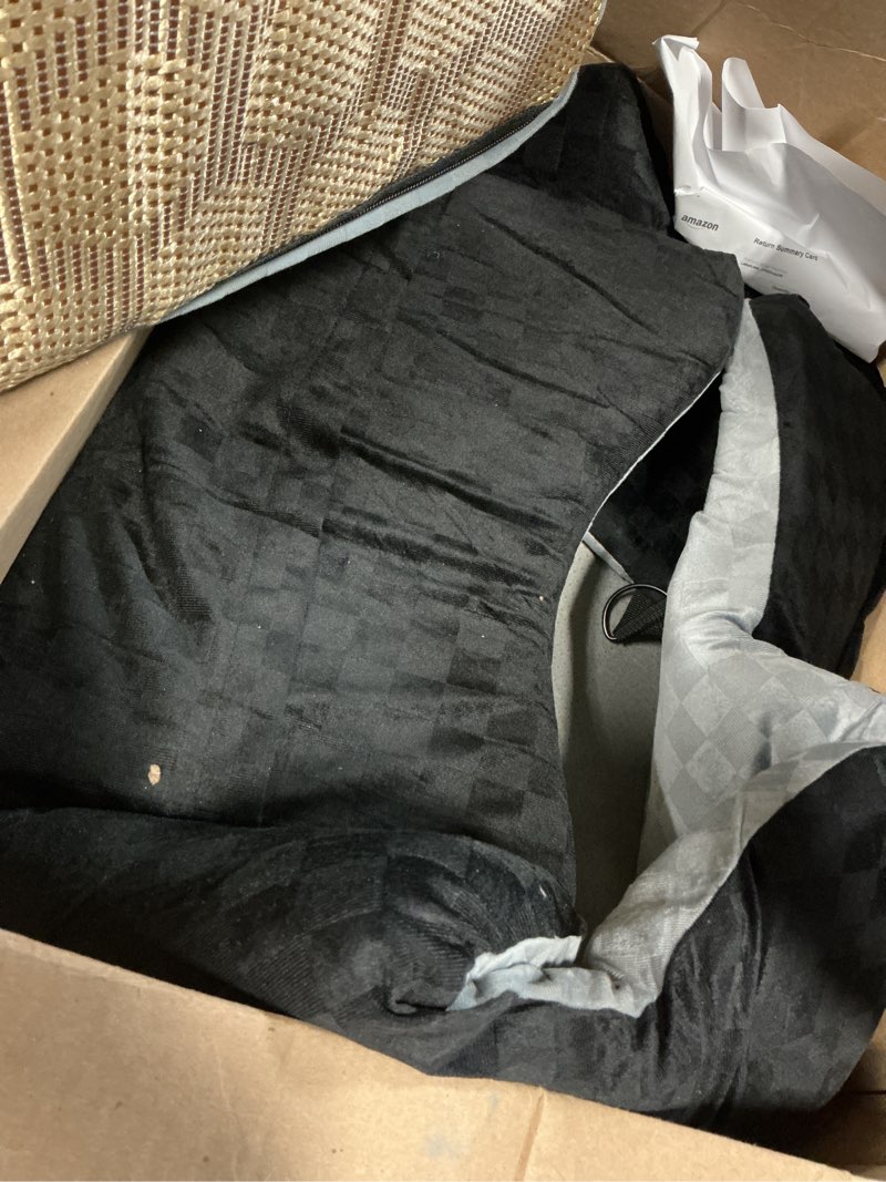 Condition photo showing As Is for JOEJOY Elevated Dog Car Seat for Small/Medium Dogs up to 35 lbs, Memory Foam Booster Seat with Detachable Washable Cover, Travel-Safe Car Bed with Safety Belts & Storage Pockets, Grey Medium Grey