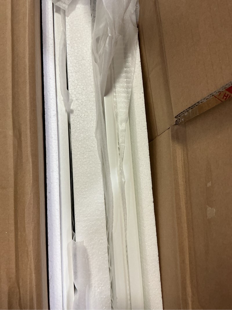 Condition photo showing Good Condition for Modern Nesting Coffee Table Set with Storage Drawer, 2-Piece White Engineered Wood Side Tables, Vertical Stripe Pattern & Rounded Corners for Living Room