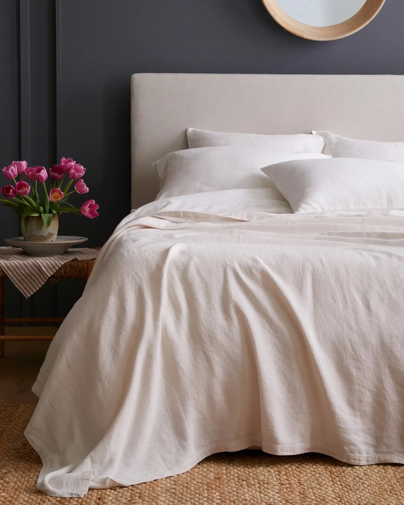 quince vintage wash european linen blanket king 
