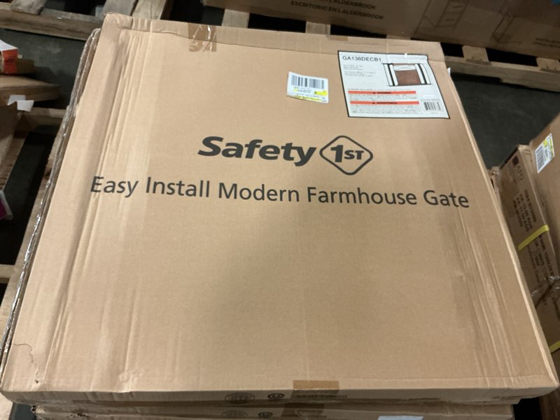 Condition photo showing New/Like New for easy install 28 in. h modern farmhouse child safety gate