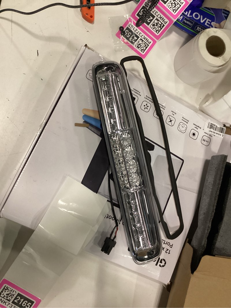 Condition photo showing New/Like New for third 3rd brake light, led high mount stop light for 1999-2006 chevy silverado/gmc sierra 1500 2500 3500hd, 2007 silverado/sierra classic model, rear center cab roof tail cargo lamp, smoke lens 1999-2006 silverado/sierra