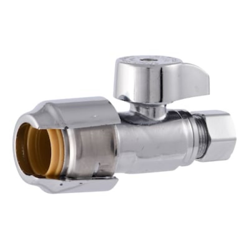 sharkbite 1/2-in push-to-connect x 3/8-in compression brass quarter turn stop straight