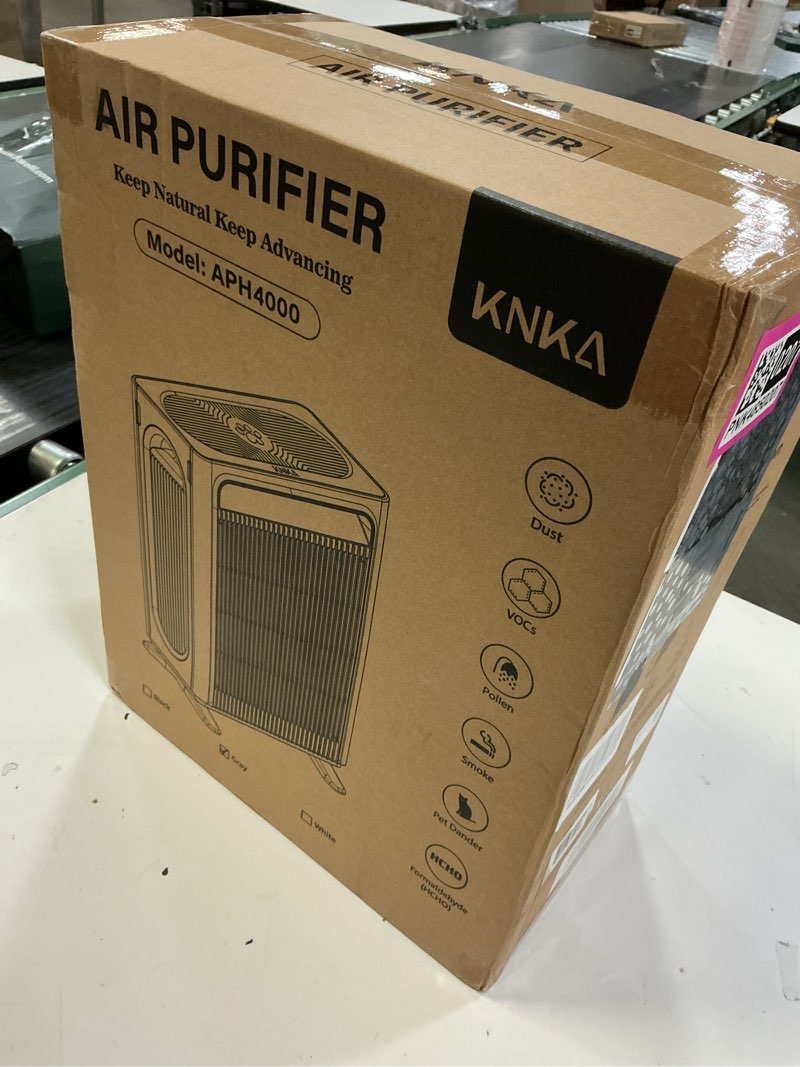 Condition photo showing New/Like New for knka air purifier for home bedroom large room up to 1,695 ft² in 1 hr, hepa air cleaner with washable pre-filter, aqi display, eco mode, sleep mode, pet mode for pets, dust, pollen, aph4000