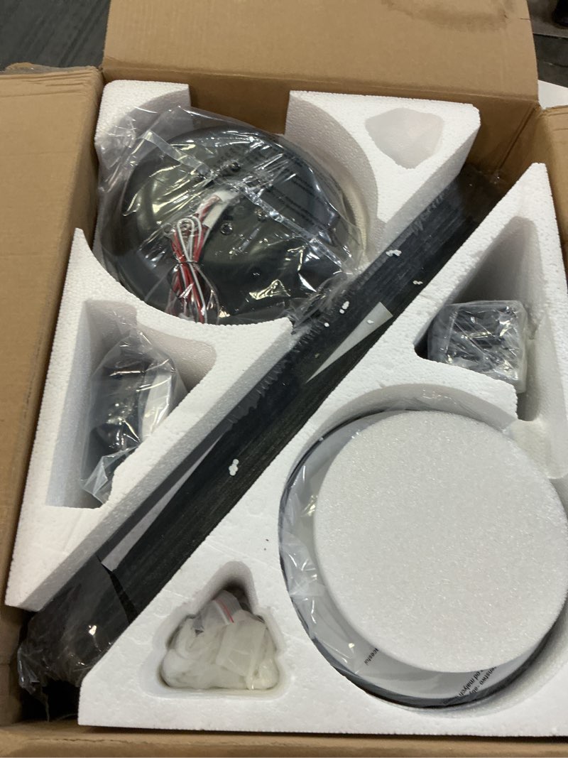 Condition photo showing Good Condition for KNUN Ceiling Fans with Lights?52'' Flush Mount Ceiling Fan with Light and Remote/APP Control, 3CCT Dimmable, DC Motor, Low Profile Ceiling Fan for Living Room, Bedroom, Indoor/Outdoor Use?Black? Black Five Blades