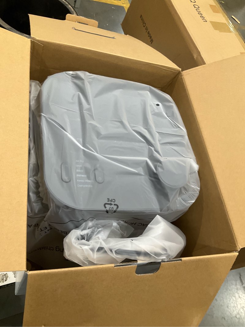 Condition photo showing New/Like New for chefman crispinator air fryer 6-in-1 with 8 qt capacity, 450°f max temp with turbofry pro technology for fast and even results, viewing window, nonstick ceramic basket 8 quart midnight
